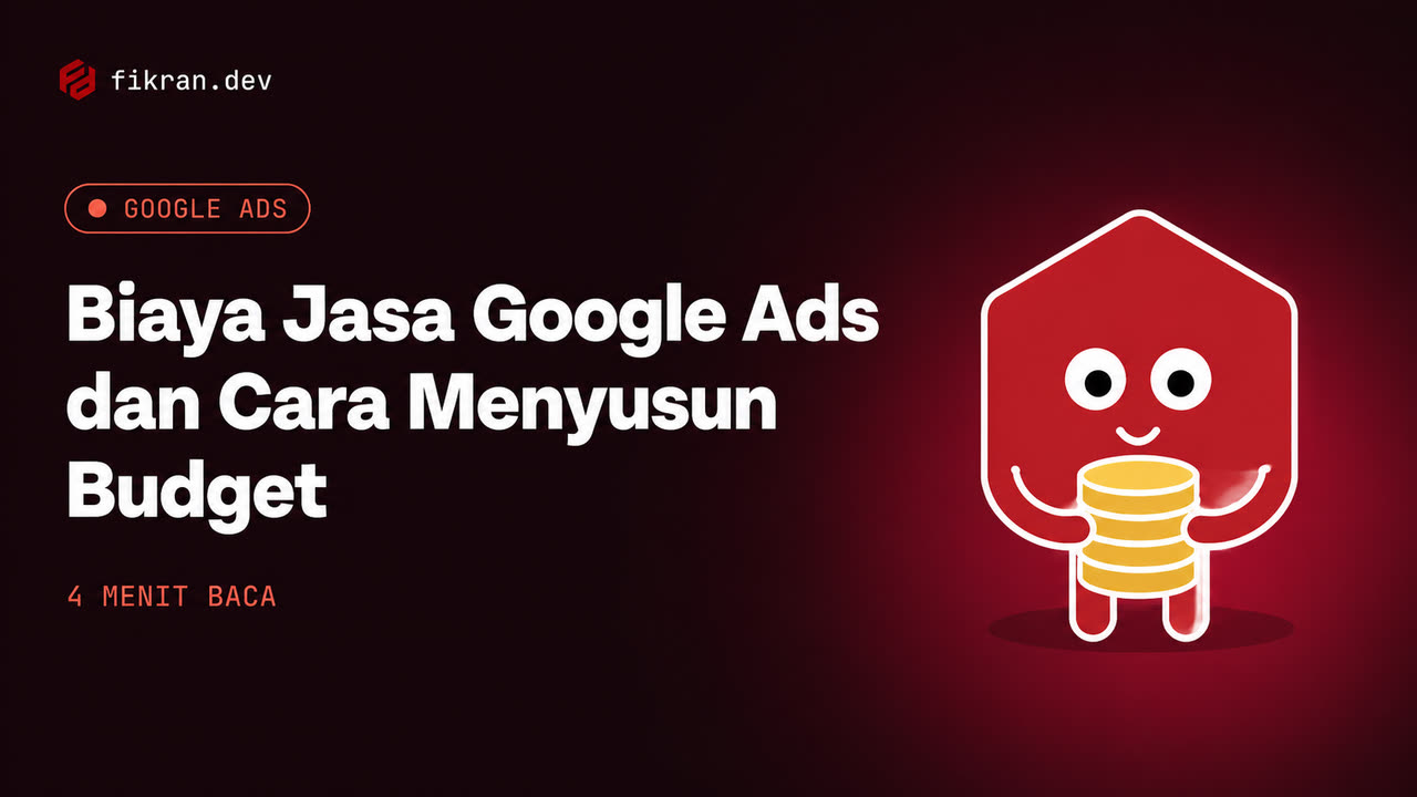 Ilustrasi konseptual pemisahan fee Google Ads, media spend, intent, dan conversion tracking