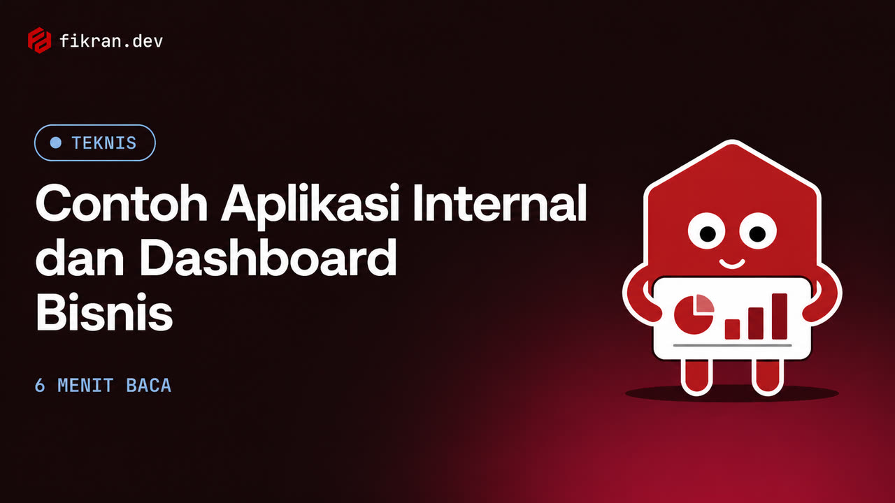 Ilustrasi konseptual aplikasi internal dengan alur data dan dashboard bisnis
